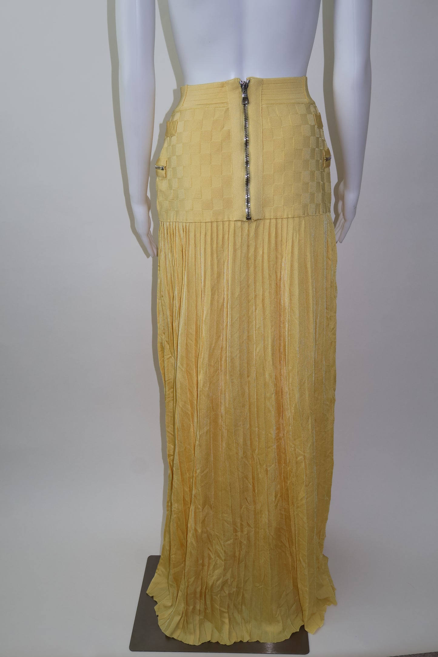 Balmain yellow bandage skirt