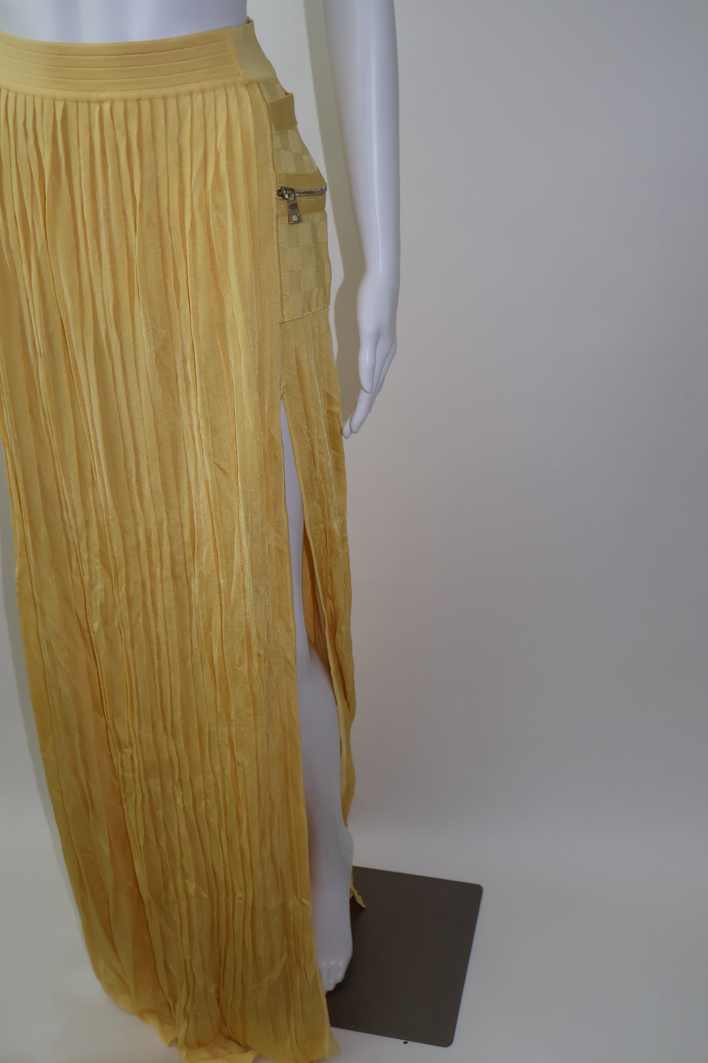 Balmain yellow bandage skirt