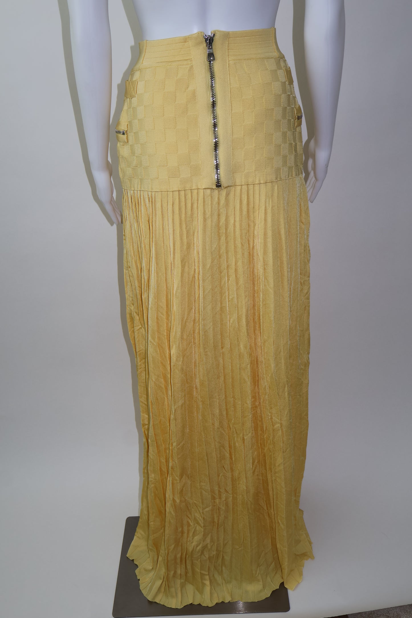 Balmain yellow bandage skirt