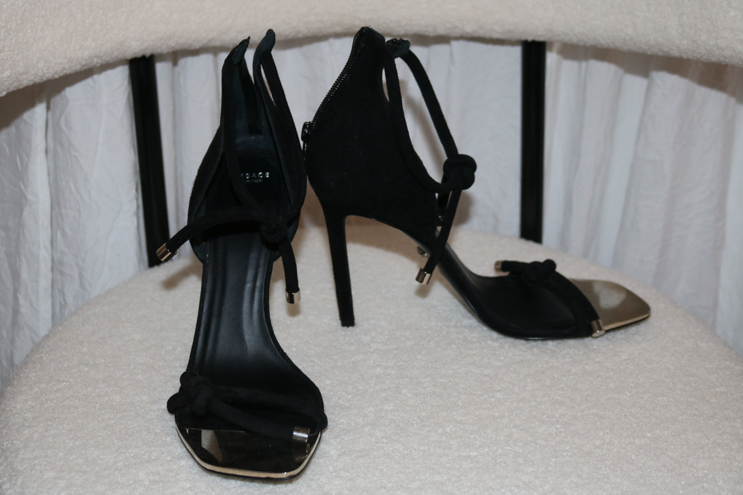 Versace double tie heels