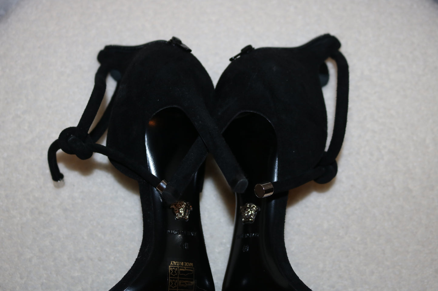 Versace double tie heels