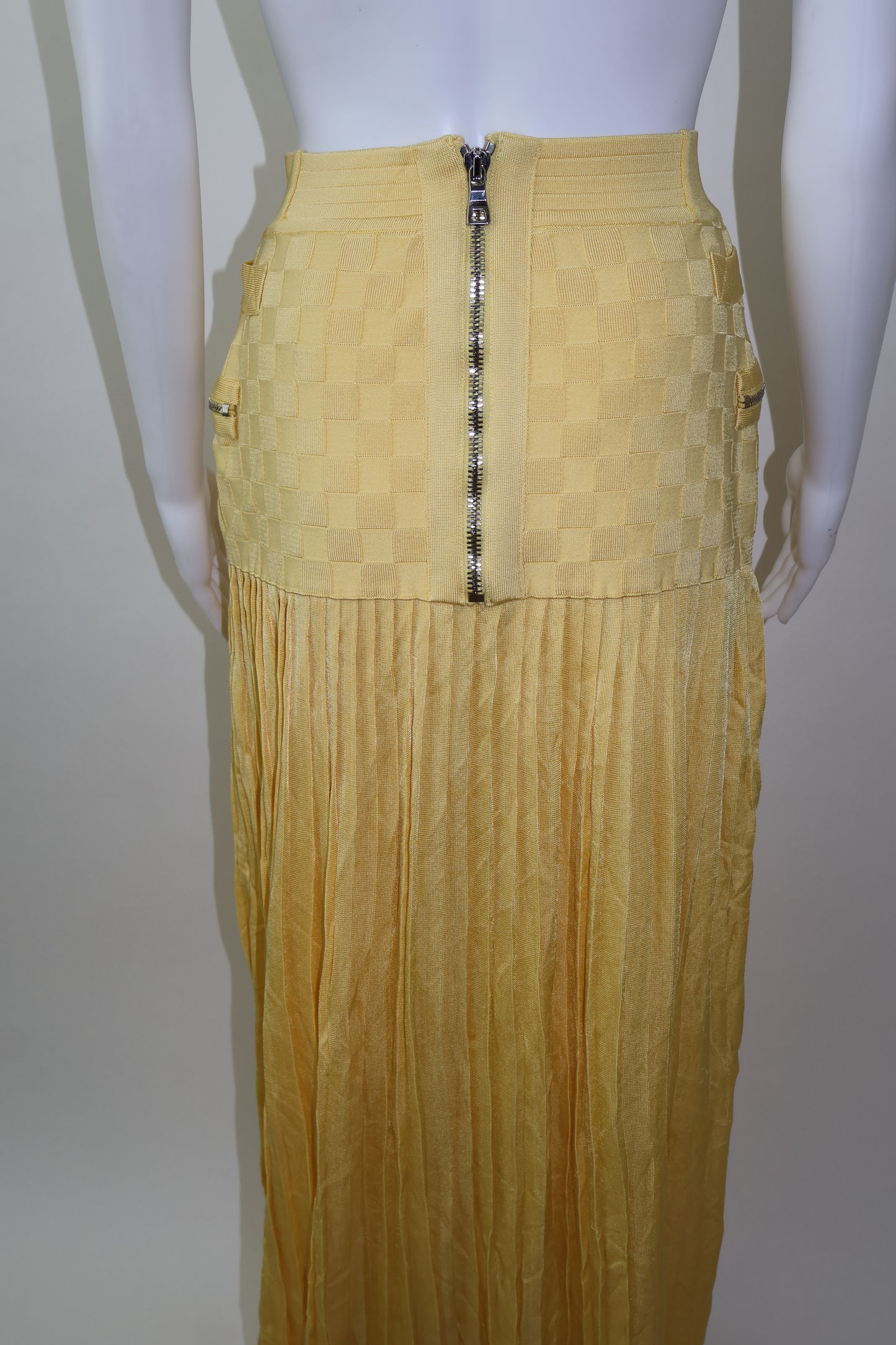 Balmain yellow bandage skirt