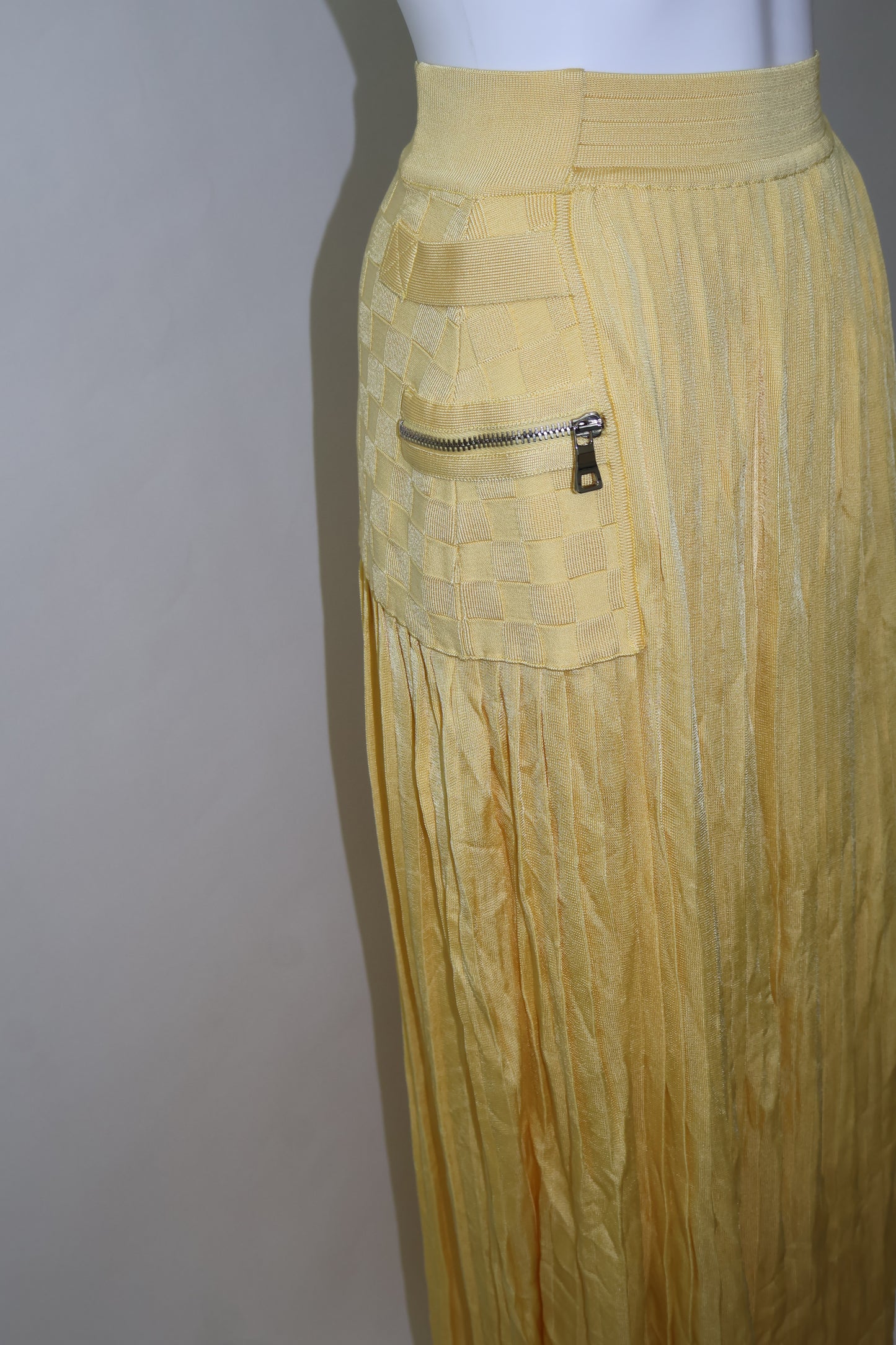 Balmain yellow bandage skirt