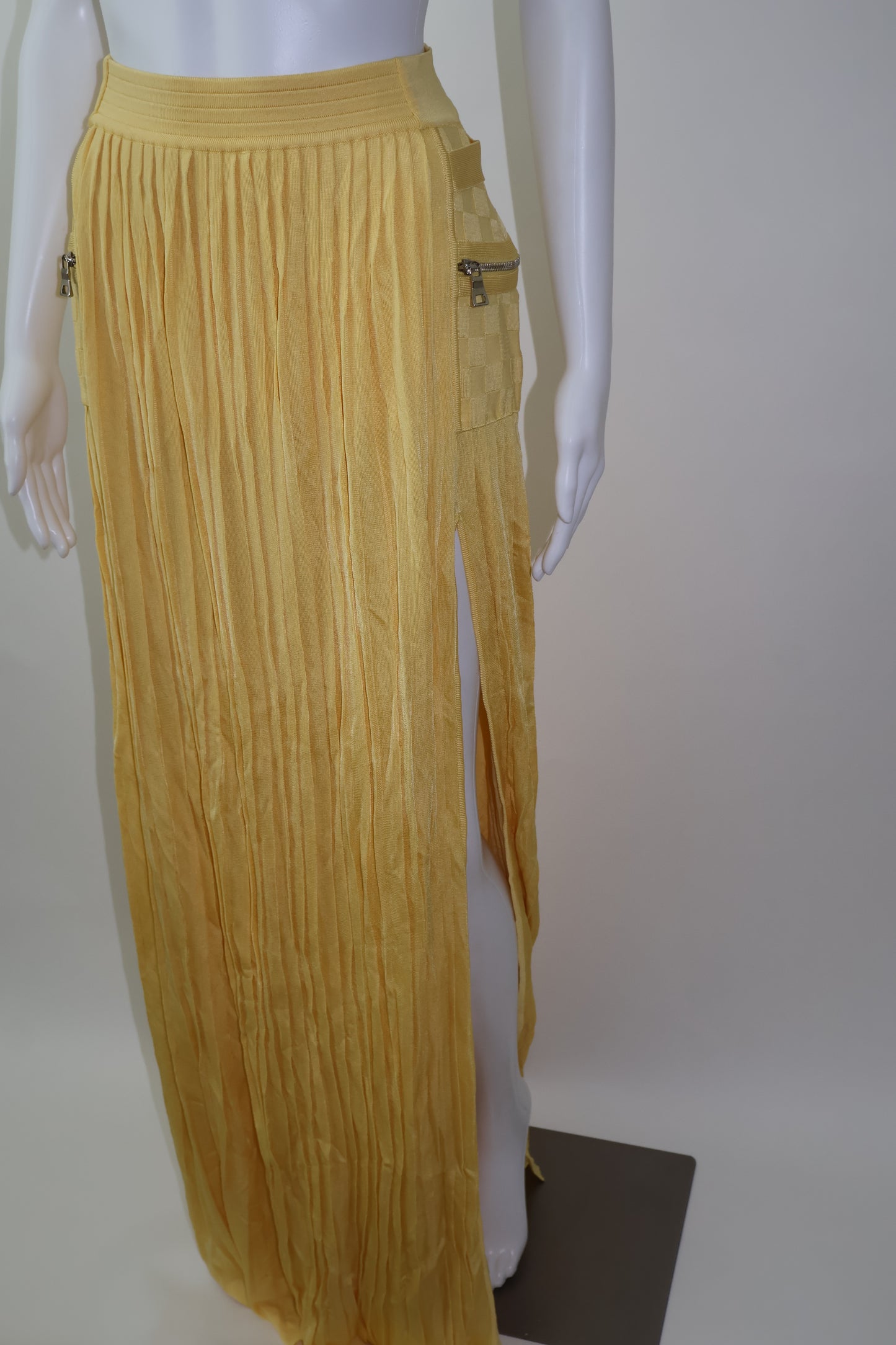 Balmain yellow bandage skirt