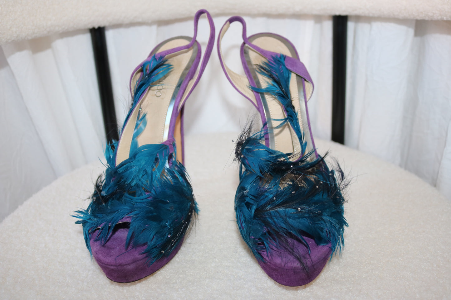 Jimmy Choo blue feather heels