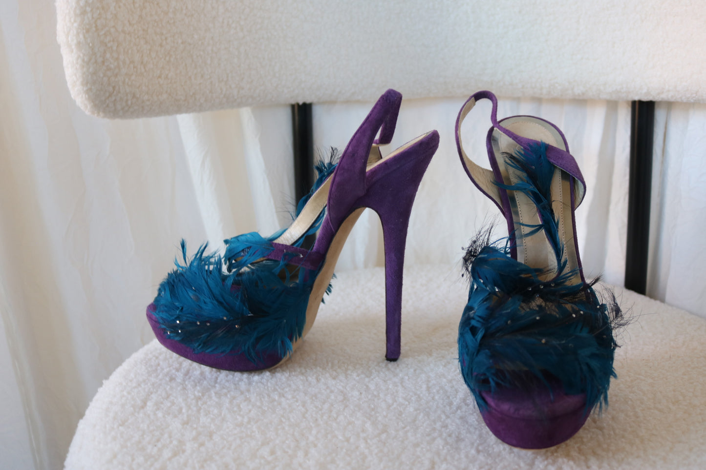 Jimmy Choo blue feather heels