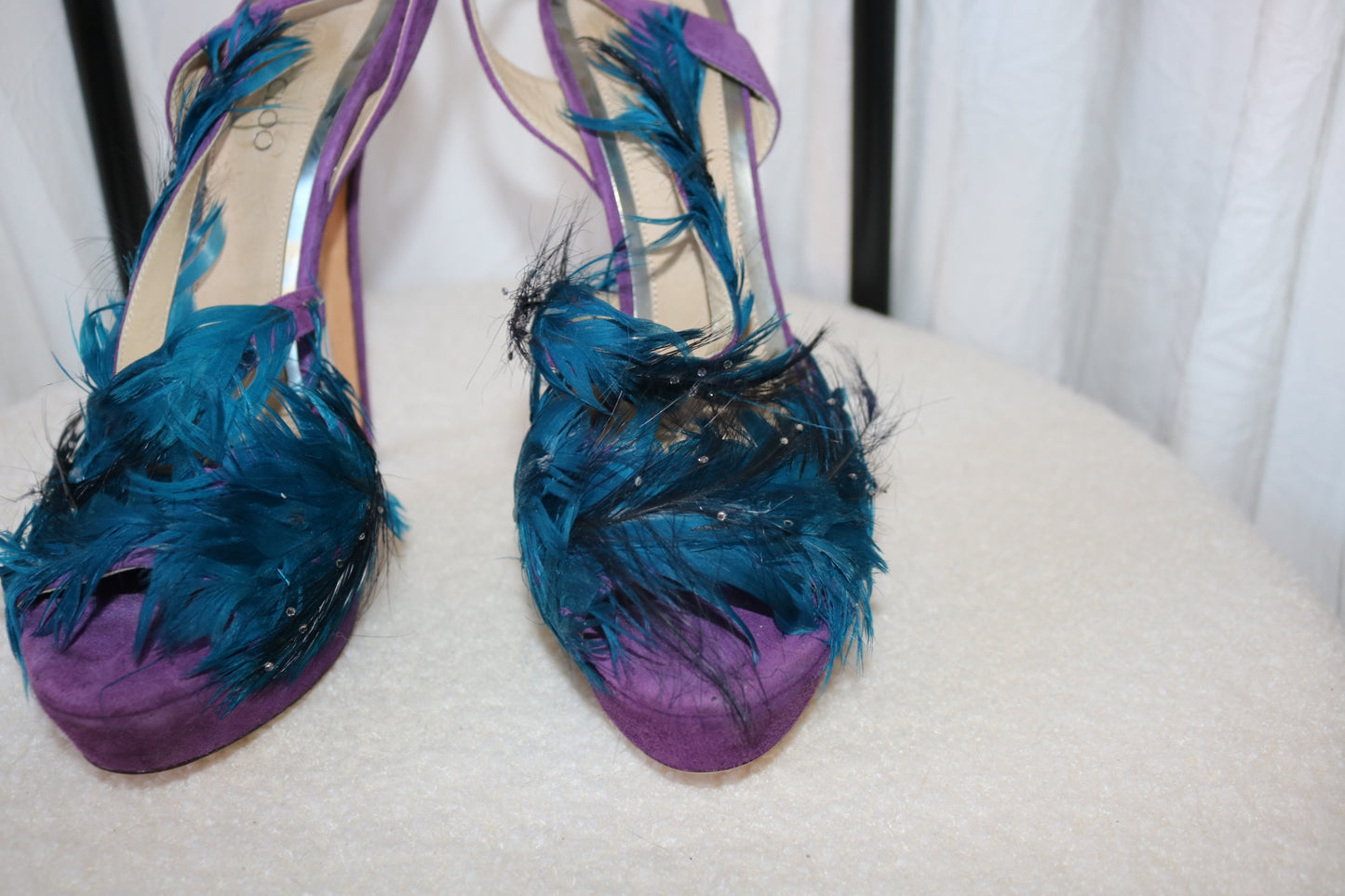 Jimmy Choo blue feather heels