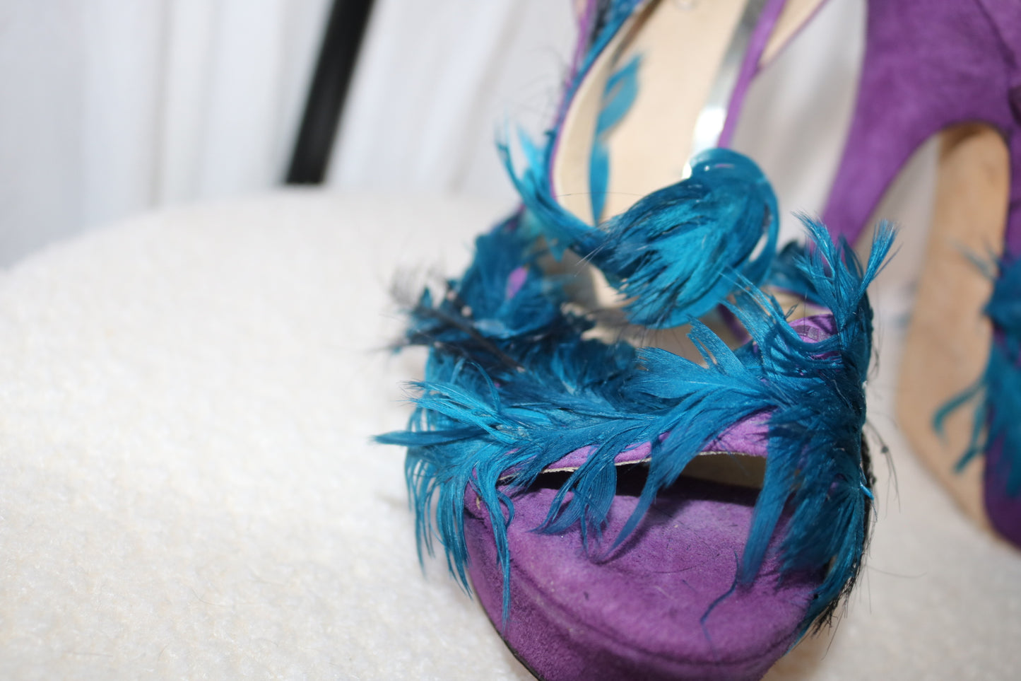 Jimmy Choo blue feather heels