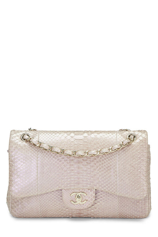 Chanel Jumbo Pink Python Bag